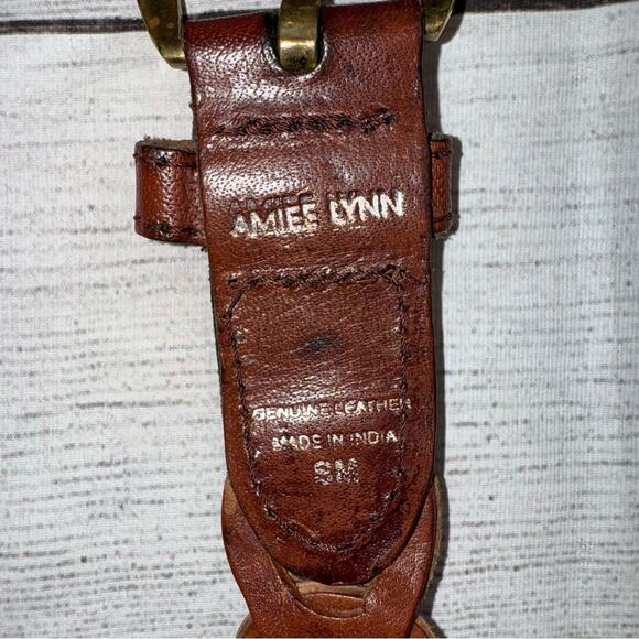 AMIEE LYNN Vintage Women's Brown Leather Braided Belt Goldtone Buckle Size Small - Picture 4 of 4